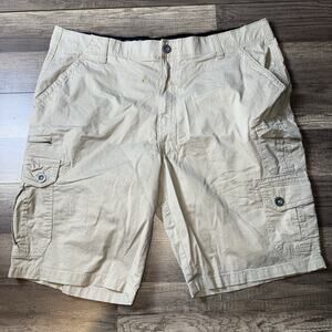 Iron Co Cargo Shorts Mens 38 Khaki Flex Comfort Waistband Stretch Cargo